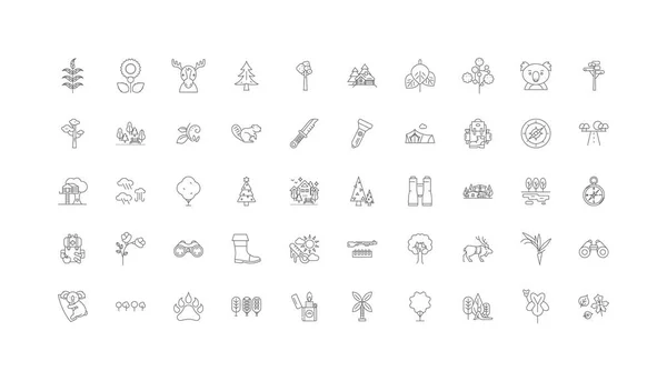 Forest Ideas Linear Icons Line Signs Set Vector Set — стоковый вектор