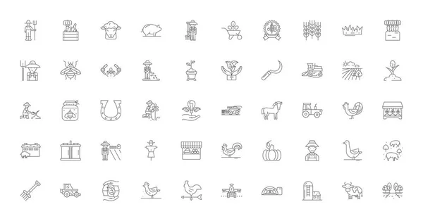 Agriculture Concept Illustration Linear Icons Line Signs Set Vector Set — Διανυσματικό Αρχείο