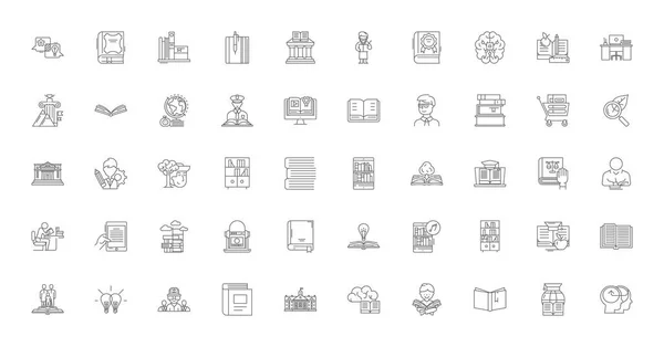 Books Concept Illustration Linear Icons Line Signs Set Vector Set — Vettoriale Stock