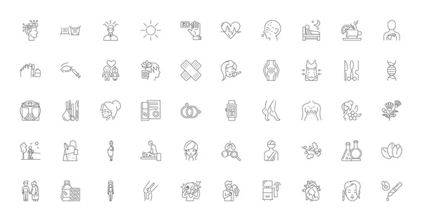 Alternative Medicine Ideas Linear Icons Line Signs Set Vector Set — Διανυσματικό Αρχείο