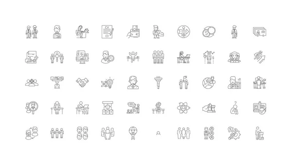 Career Development Concept Illustration Linear Icons Line Signs Set Vector — Vettoriale Stock