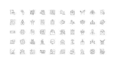 Executive management ideas, linear icons, line signs set, vector set