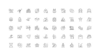Economy concept illustration, linear icons, line signs set, vector set