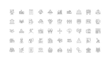 Enterprise ideas, linear icons, line signs set, vector set
