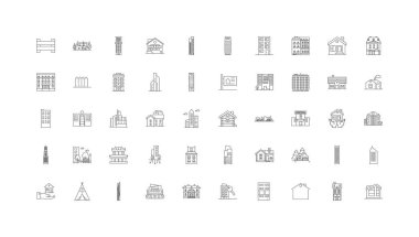 Houses ideas, linear icons, line signs set, vector set