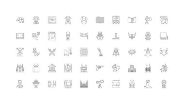 History ideas, linear icons, line signs set, vector set