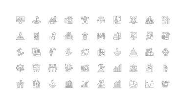 Growth ideas, linear icons, line signs set, vector set