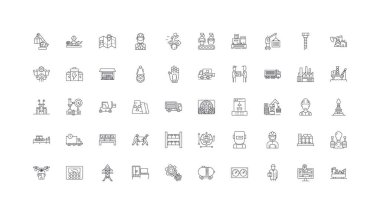 Industry set ideas, linear icons, line signs set, vector set