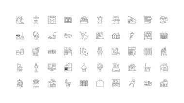 Household ideas, linear icons, line signs set, vector set