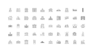 Realty ideas, linear icons, line signs set, vector set