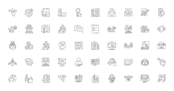 Blogging Ideas Linear Icons Line Signs Set Vector Set — Vettoriale Stock