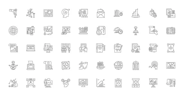 Analysis Concept Illustration Linear Icons Line Signs Set Vector Set — Vettoriale Stock