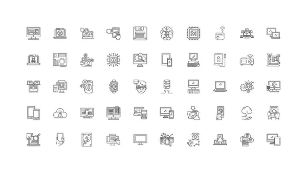 Computer Ideas Linear Icons Line Signs Set Vector Set — Stock Vector