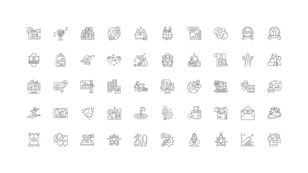 Economy Concept Illustration Linear Icons Line Signs Set Vector Set — стоковый вектор