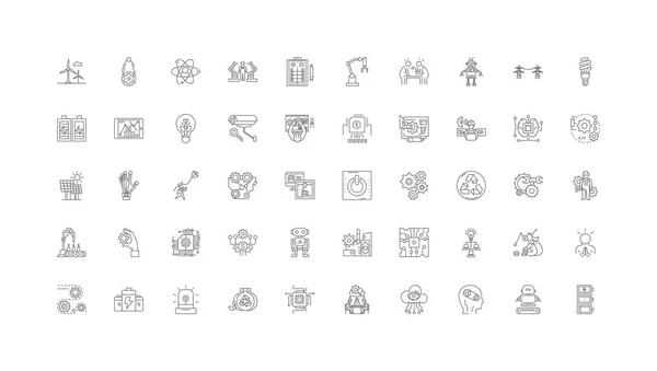 Energy Concept Illustration Linear Icons Line Signs Set Vector Set — Stok Vektör