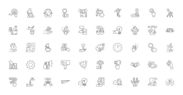 Actions Concept Illustration Linear Icons Line Signs Set Vector Set — Stok Vektör