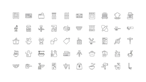 Kitchen Ideas Linear Icons Line Signs Set Vector Set — 图库矢量图片