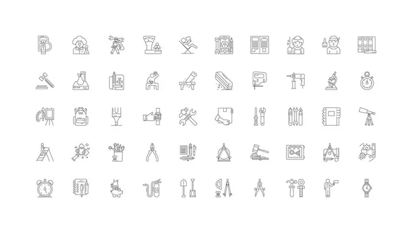 Materials Concept Illustration Linear Icons Line Signs Set Vector Set — Vettoriale Stock