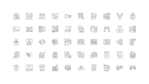 Marketing Plan Concept Illustration Linear Icons Line Signs Set Vector — Archivo Imágenes Vectoriales