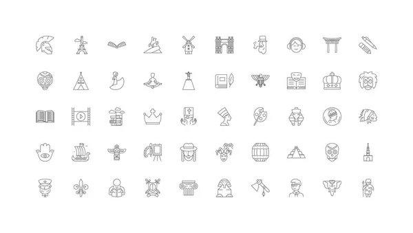 History Concept Illustration Linear Icons Line Signs Set Vector Set — Wektor stockowy