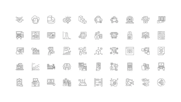 Internet Marketing Ideas Linear Icons Line Signs Set Vector Set — Archivo Imágenes Vectoriales