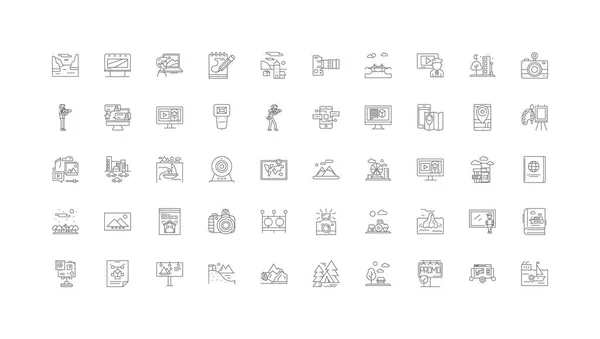 Photo Concept Illustration Linear Icons Line Signs Set Vector Set — Vettoriale Stock