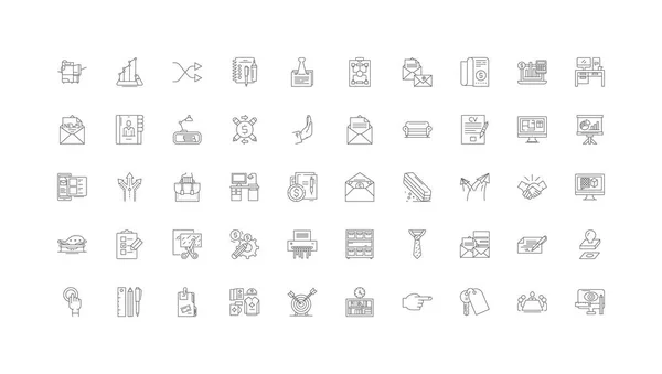 Workplace Ideas Linear Icons Line Signs Set Vector Set — Vettoriale Stock