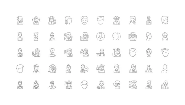 Profile Ideas Linear Icons Line Signs Set Vector Set — Stock vektor