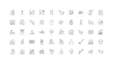 Village ideas, linear icons, line signs set, vector set