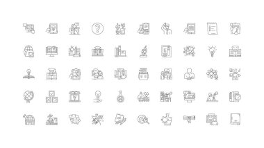 Information science ideas, linear icons, line signs set, vector set