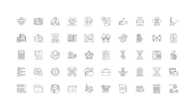 Organization ideas, linear icons, line signs set, vector set