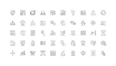 System concept illustration, linear icons, line signs set, vector set