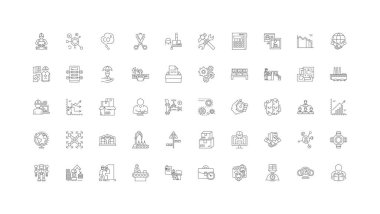 Supply chain ideas, linear icons, line signs set, vector set
