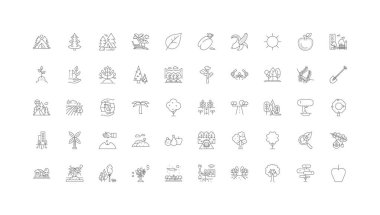 Trees concept illustration, linear icons, line signs set, vector set