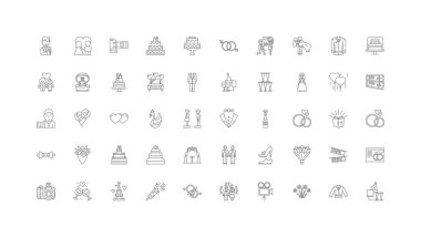 Wedding ideas, linear icons, line signs set, vector set