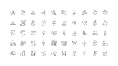 Innovation concept illustration, linear icons, line signs set, vector set