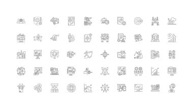 Hitech business concept illustration, linear icons, line signs set, vector set