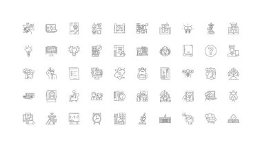School ideas, linear icons, line signs set, vector set