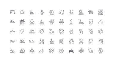 Industry set concept illustration, linear icons, line signs set, vector set