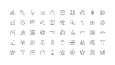Work from home ideas, linear icons, line signs set, vector set
