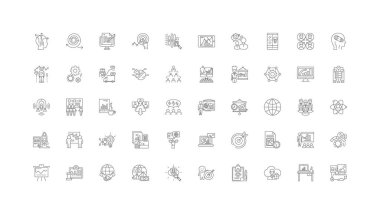 Hitech business ideas, linear icons, line signs set, vector set