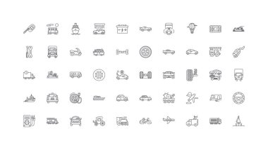 Transport set ideas, linear icons, line signs set, vector set