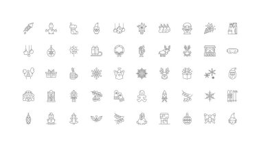 Holidays ideas, linear icons, line signs set, vector set