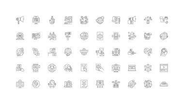 Internet ideas, linear icons, line signs set, vector set