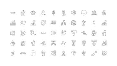 Success ideas, linear icons, line signs set, vector set