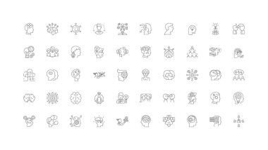 Intellectual property ideas, linear icons, line signs set, vector set