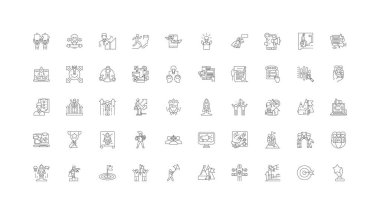 Goals ideas, linear icons, line signs set, vector set