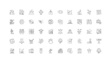 Market concept illustration, linear icons, line signs set, vector set