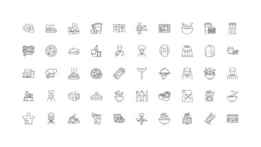 Restaurant ideas, linear icons, line signs set, vector set