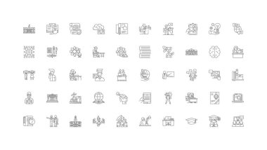 University ideas, linear icons, line signs set, vector set